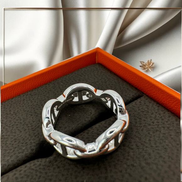 Brand New Authentic Hermès Chaine d'Ancre Enchainee Ring – Size 52 - Picture 2 of 5